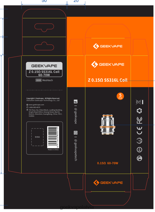 Geekvape 5gab/iepakojumā z sērijas spole z0,25 (divkārši) omi 488BF25- Geekvape For Sale